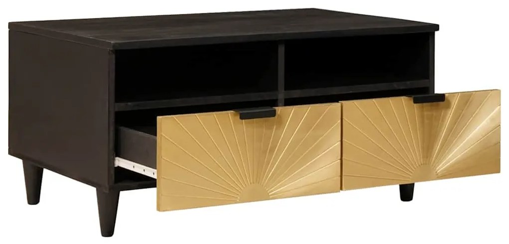 vidaXL Τραπεζάκι σαλονιού with Drawer Μαύρο και Χρυσό 80 x 54 x 40 εκ