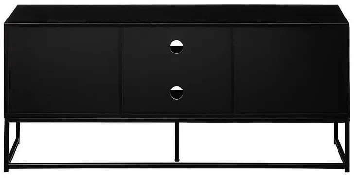 Τραπέζι Tv Riverton 432, Μαύρο, Με πόρτες, 130x55x40cm