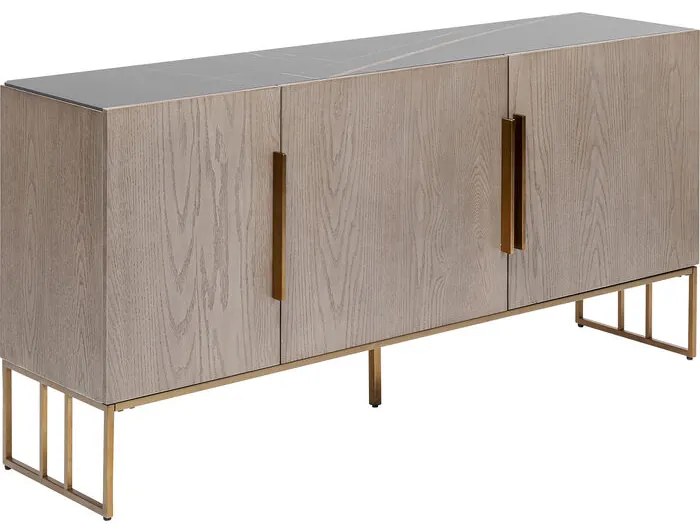 Μπουφές Cesaro Όψη Μαρμάρου Γκρι-Μπεζ 160x38x75 εκ. - Μπεζ