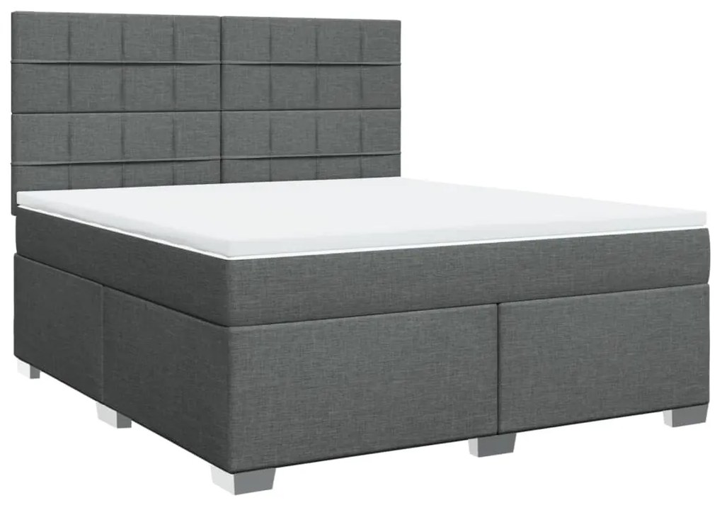 vidaXL Κρεβάτι Boxspring με Στρώμα Σκούρο Γκρι 180x200 εκ Υφασμάτιν