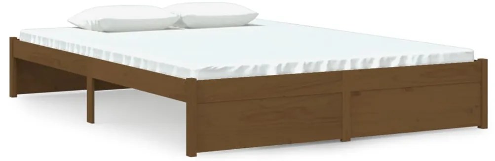 vidaXL Πλαίσιο Κρεβατιού Καφέ Μελί 140 x 190 εκ. από Μασίφ Ξύλο