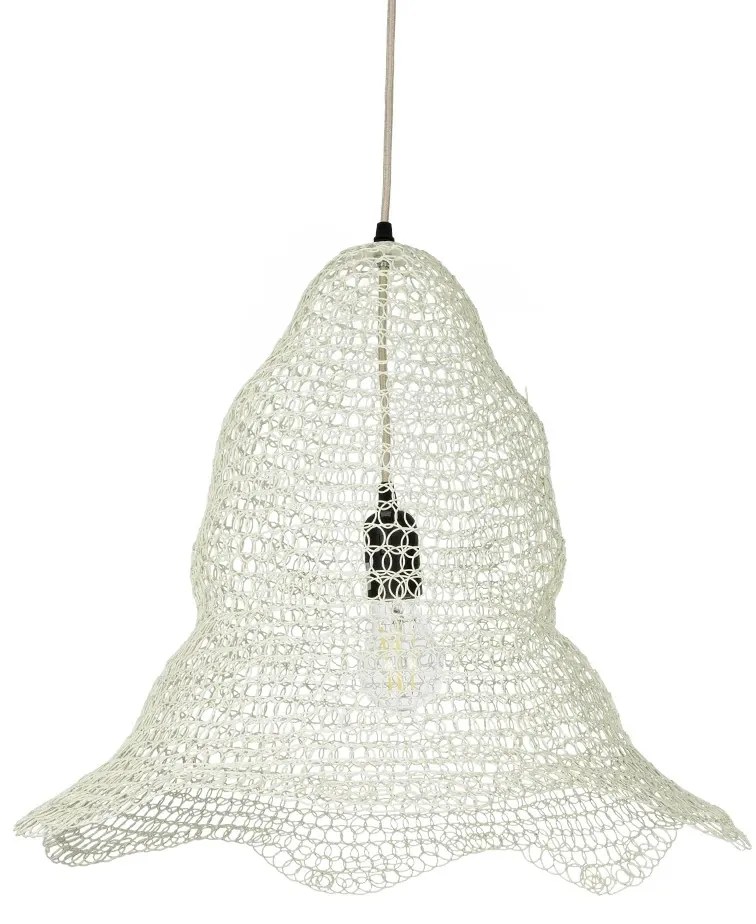 01889 GloboStar®  KENTUCKY 01889 Vintage Κρεμαστό Φωτιστικό Πλέγμα Μονόφωτο 1 x E27 IP20 Λευκό Μέταλλο - Μ50 x Π50 x Υ48cm
