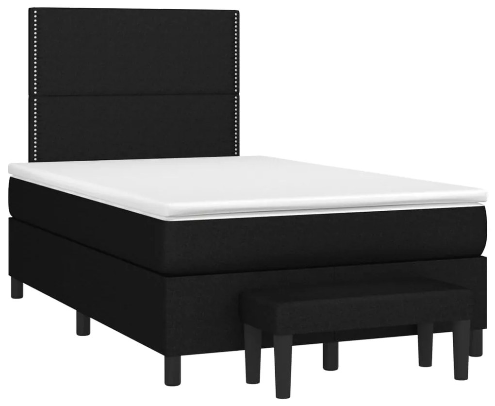 vidaXL Κρεβάτι Boxspring με Στρώμα Μαύρο 120x190 εκ. Υφασμάτινο