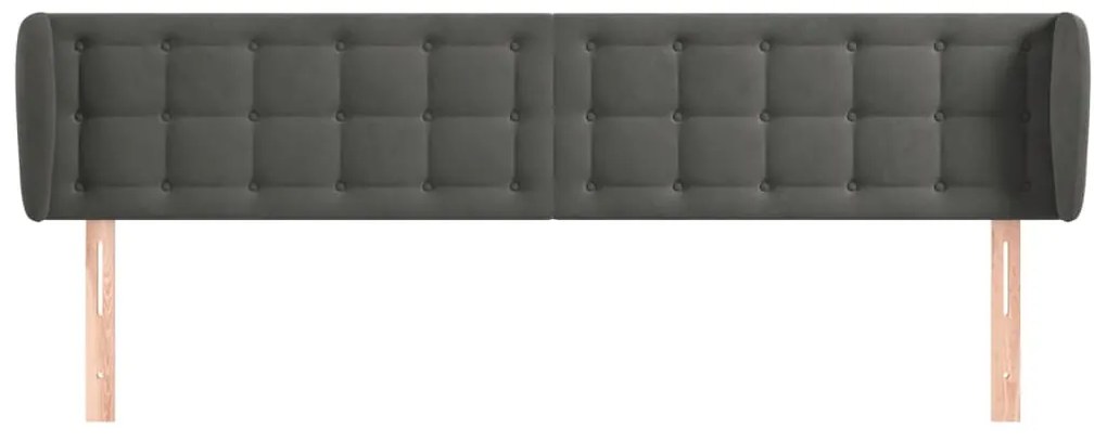 Κεφαλάρι με Πτερύγια Σκούρο Γκρι 203x23x78/88 εκ. Βελούδινο 3117645