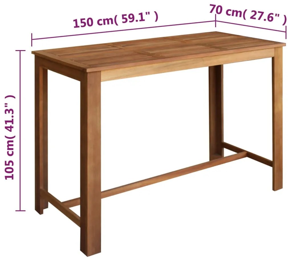vidaXL Σετ Τραπέζι και Σκαμπό Μπαρ 7 τεμ. από Μασίφ Ξύλο Ακακίας