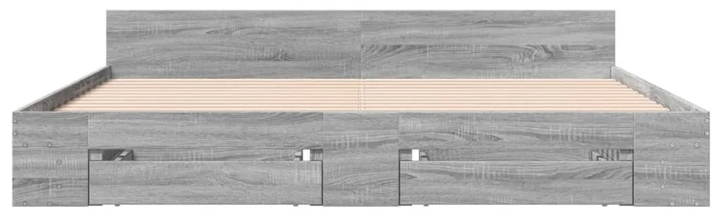 Πλαίσιο Κρεβατιού με συρτάρια Γκρι sonoma 180x200εκ. Επεξ. Ξύλο - Γκρι