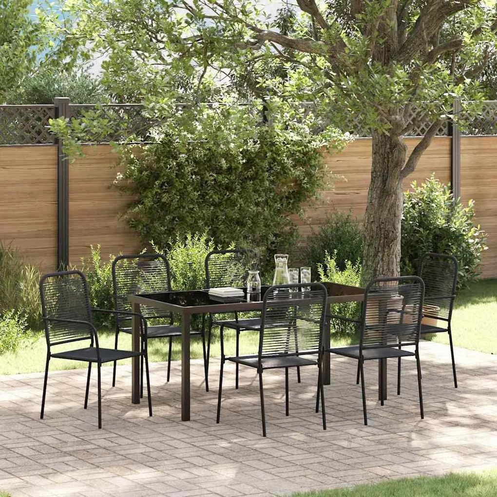vidaXL Σέτ φαγητού για κήπο 7 pcs Μαύρο