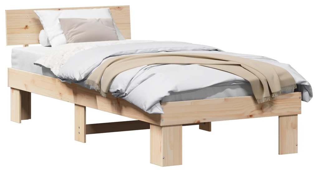vidaXL Σκελετός Κρεβατιού Καφέ 90 x 190 cm Συμπαγές ξύλο πεύκου