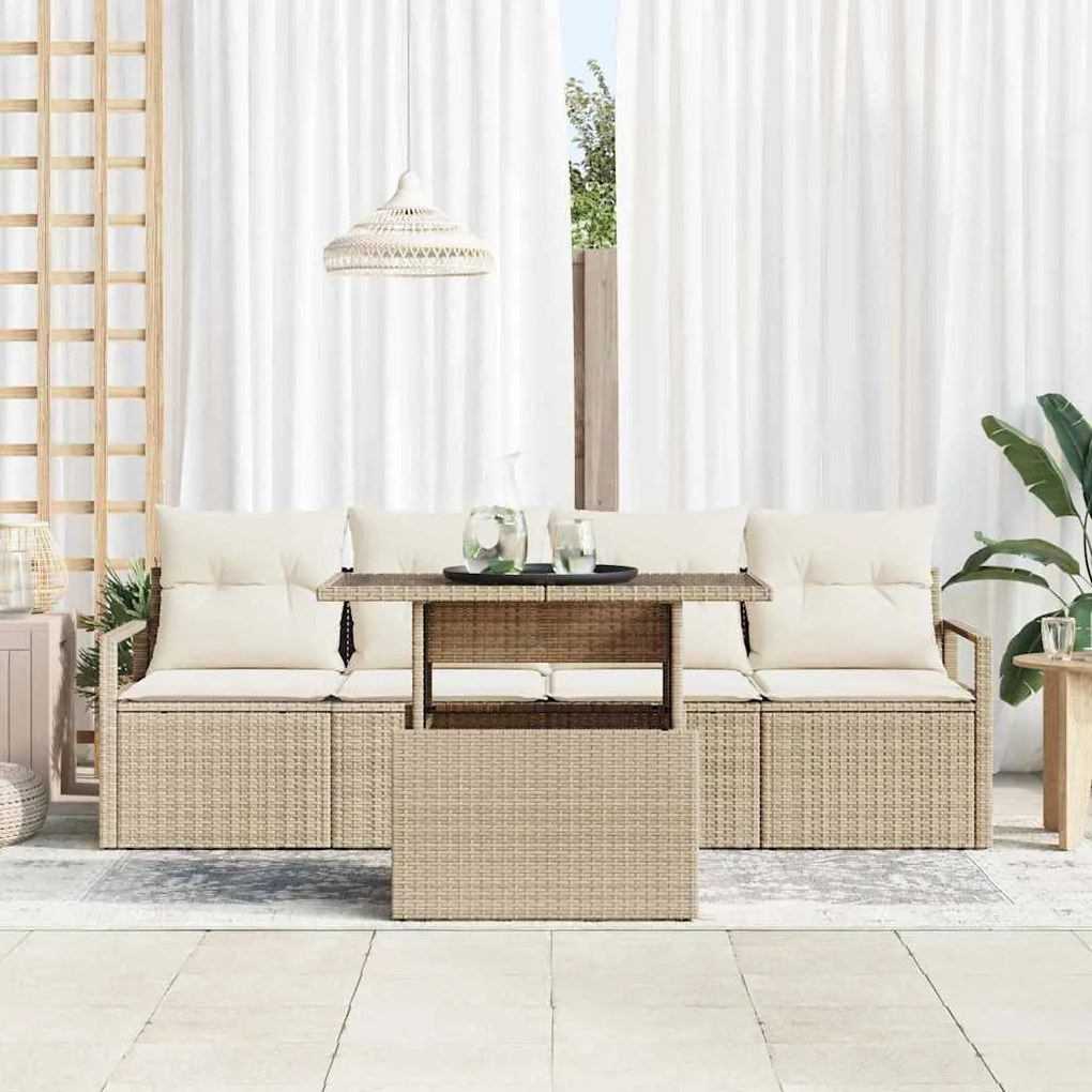 vidaXL Σετ Καναπέ Κήπου 5 pcs μπεζ και κρεμ 100 x 55 x 73 εκ