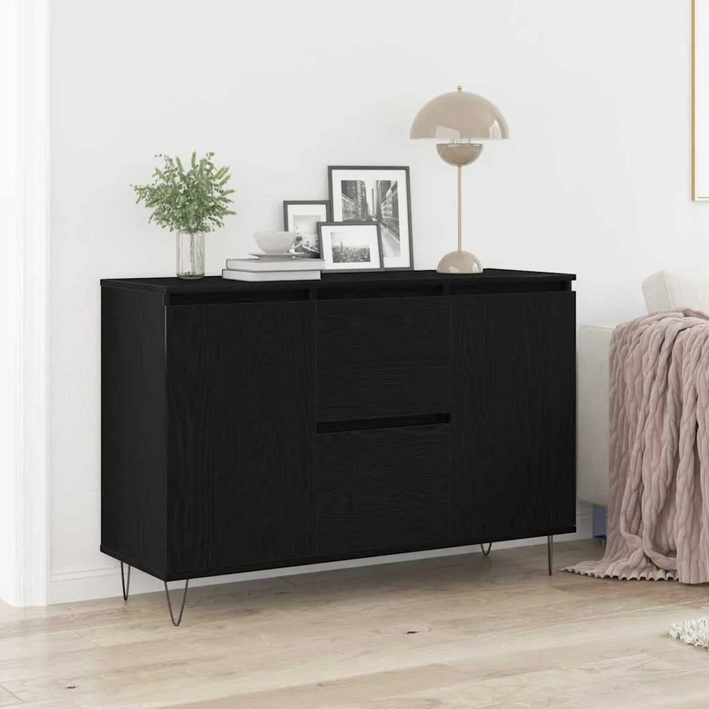 vidaXL Πλαϊνό γραφείο Μαύρη δρυς 101.5 x 35 x 70 εκ Επεξεργασμένο ξύλο