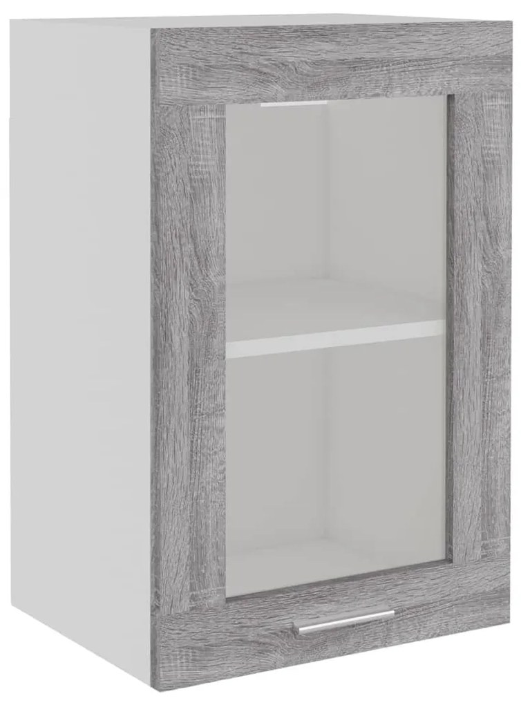 vidaXL Κρεμαστό Γυάλινο Ντουλάπι "Lyon" Γκρι Sonoma 40x31x60 εκ. από Τεχνητό Ξύλο