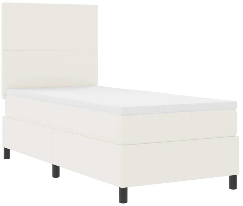vidaXL Κρεβάτι με ελατήριο και στρώμα & LED κρέμα 80x200 εκ. κοτλέ ύφασμα
