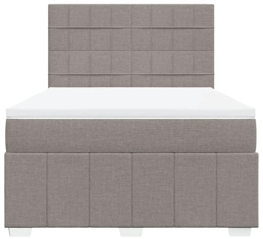 Κρεβάτι Boxspring με Στρώμα Taupe 160x200 εκ. Υφασμάτινο - Μπεζ-Γκρι