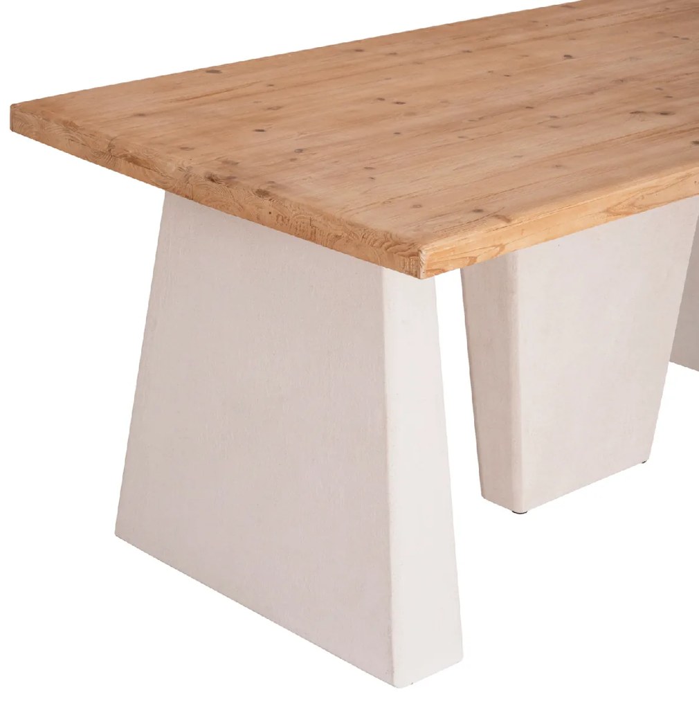 ΤΡΑΠΕΖΙ ΣΕΙΡΑ SANTORINI HM18042 ΤΟΠ ΞΥΛΟ ΕΛΑΤΟΥ-ΠΟΔΙΑ MDF ΥΠΟΛΕΥΚΑ 179x90x75Υεκ.