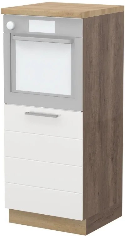 Επιδαπέδιο ντουλάπι φούρνου ψηλό Hudson K14-60-1KR-Φυσικό σκούρο - Λευκό - 60.00Χ60.00Χ148.00cm