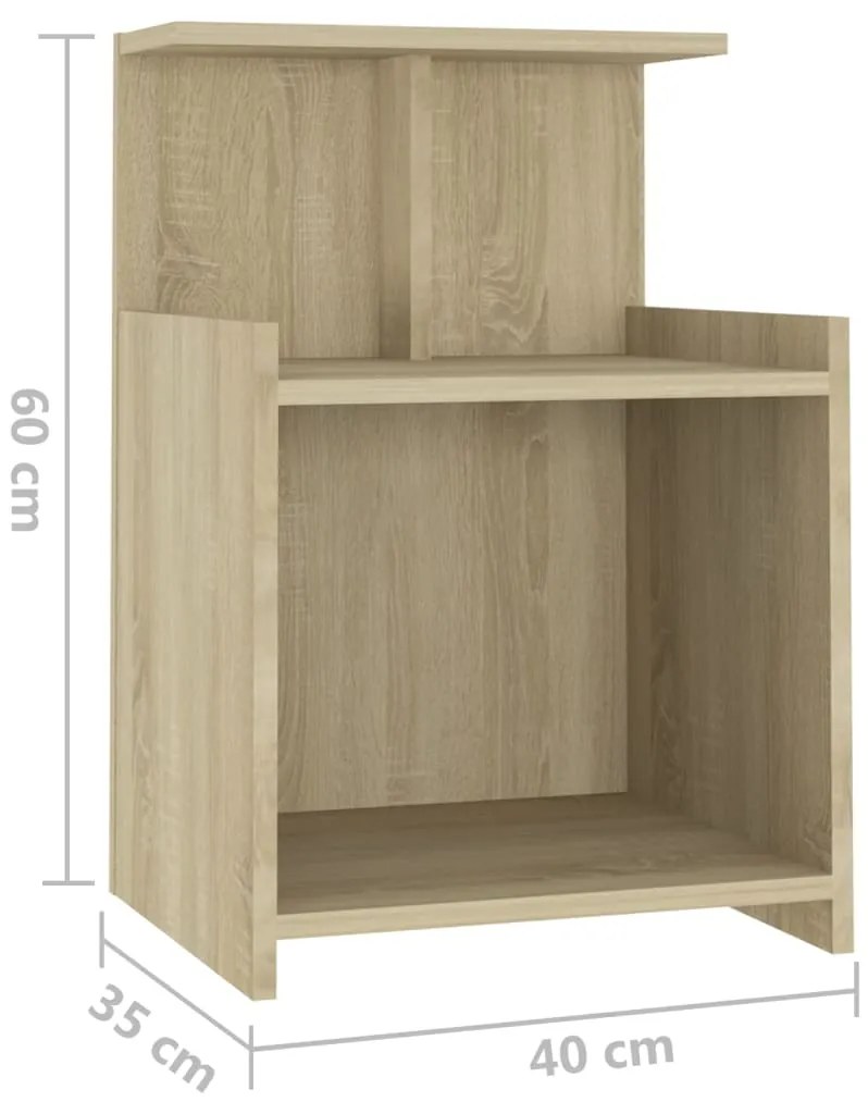 vidaXL Κομοδίνα 2 τεμ. Sonoma Δρυς 40 x 35 x 60 εκ. από Επεξ. Ξύλο