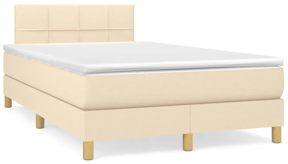 vidaXL Κρεβάτι Boxspring με Στρώμα Κρεμ 120x190 εκ. Υφασμάτινο