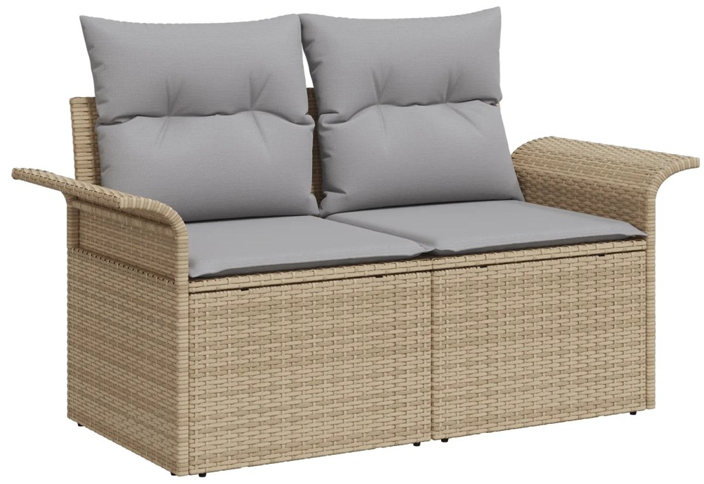vidaXL Σετ κήπου 7 κομματιών με μαξιλάρια Γκρι Poly Rattan Acacia