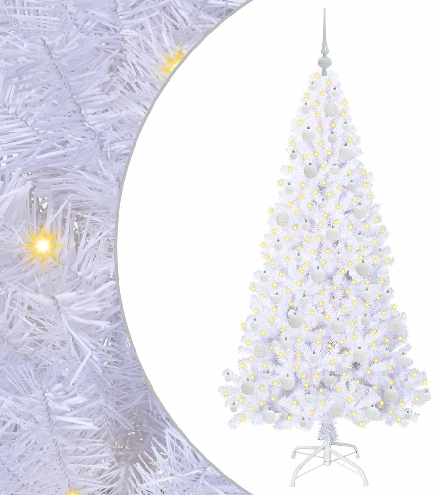 vidaXL Τεχνητό Χριστουγεννιάτικο Δέντρο Λευκό 180 cm PVC και Ατσάλι