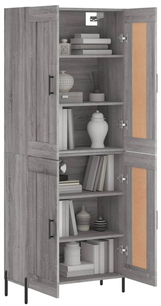 vidaXL Ντουλάπι Γκρι Sonoma 69,5 x 34 x 180 εκ. Επεξεργασμένο Ξύλο