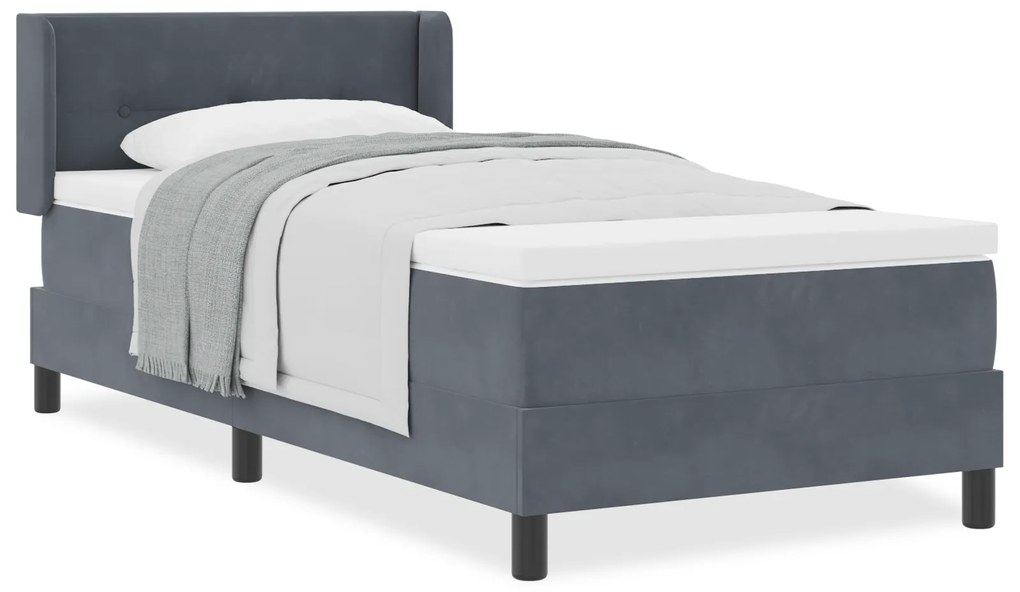 vidaXL Κρεβάτι Box Spring με Στρώμα Γκρι 80x200 εκ Βελούδο