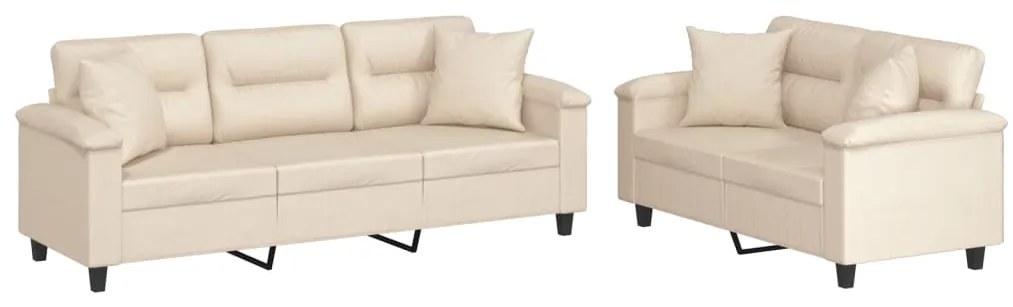 vidaXL Πολυθρόνες Σετ 2 Τεμ. Μπεζ από Ύφασμα Μικροϊνών με Μαξιλάρια