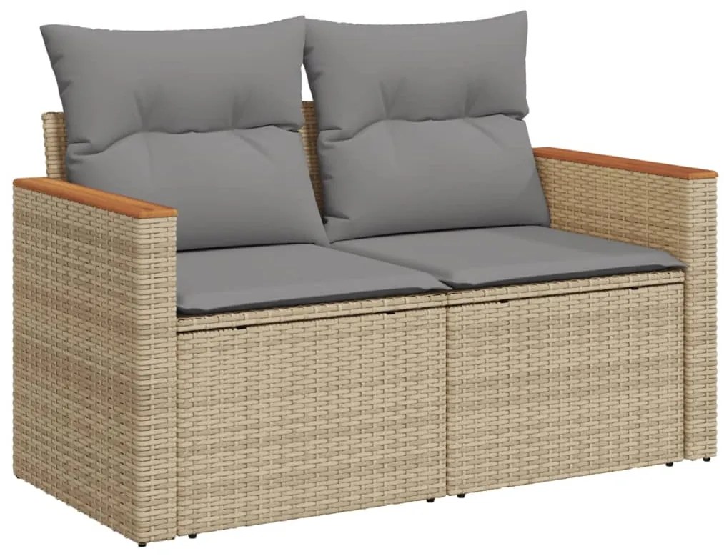 vidaXL Σετ Καναπέ Κήπου 12 τεμ. Μπεζ Συνθετικό Ρατάν με Μαξιλάρια