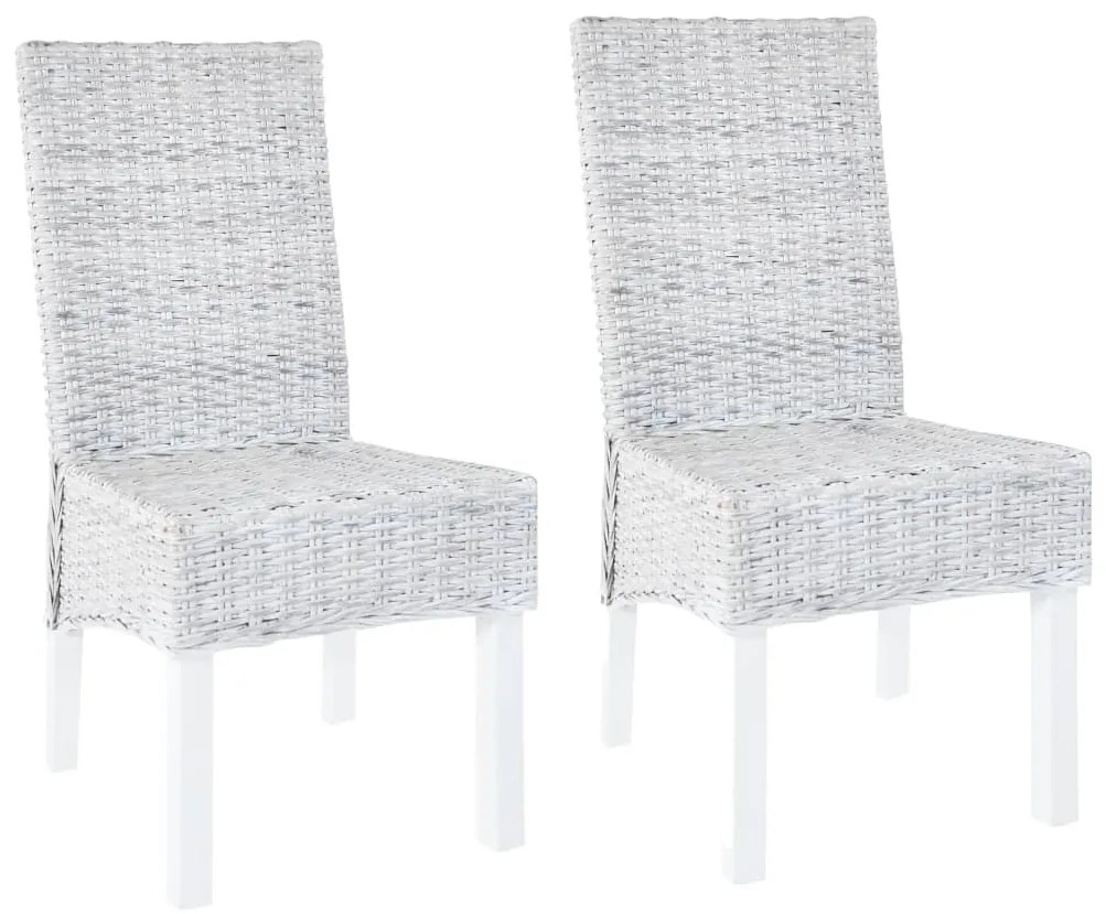 vidaXL Καρέκλες Τραπεζαρίας 2 τεμ. Αν. Καφέ από Ρατάν Kubu Ξύλο Μαόνι