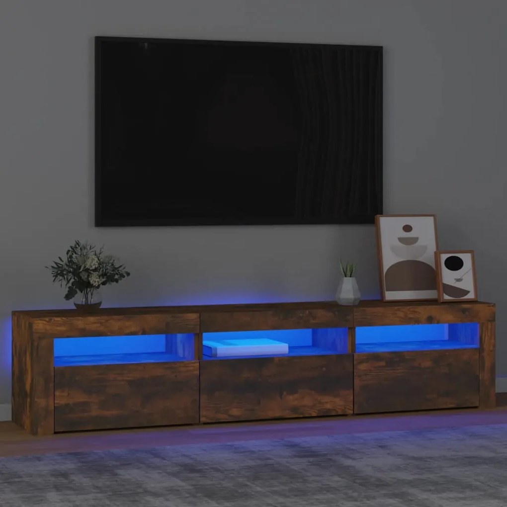 Έπιπλο Τηλεόρασης με LED Καπνιστή Δρυς 180x35x40 εκ. - Καφέ