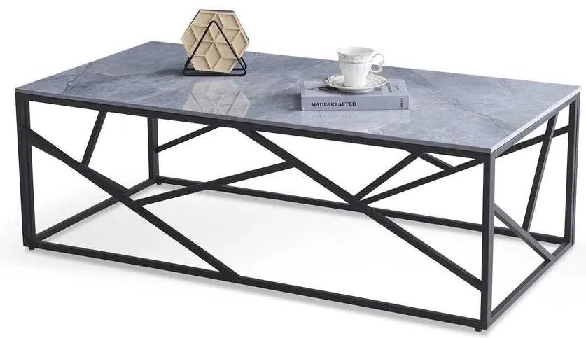 Uni 2 Τραπεζακι Σαλονιου Γκρι Μαρμαρο 120x60x45