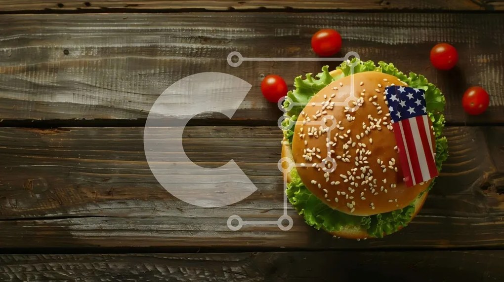 Intra Συλλεκτικό Ξύλινο Παζλ Plywood  4mm - Πατριωτικό Burger με αμερικανική σημαία Σε Ξύλινο Κουτί - Διαστάσεις: 10x10 cm – 25 κομμάτια