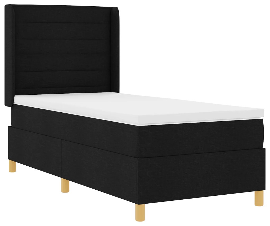vidaXL Κρεβάτι Box Spring με Στρώμα & LED μαύρο 80x200 εκ. ύφασμα