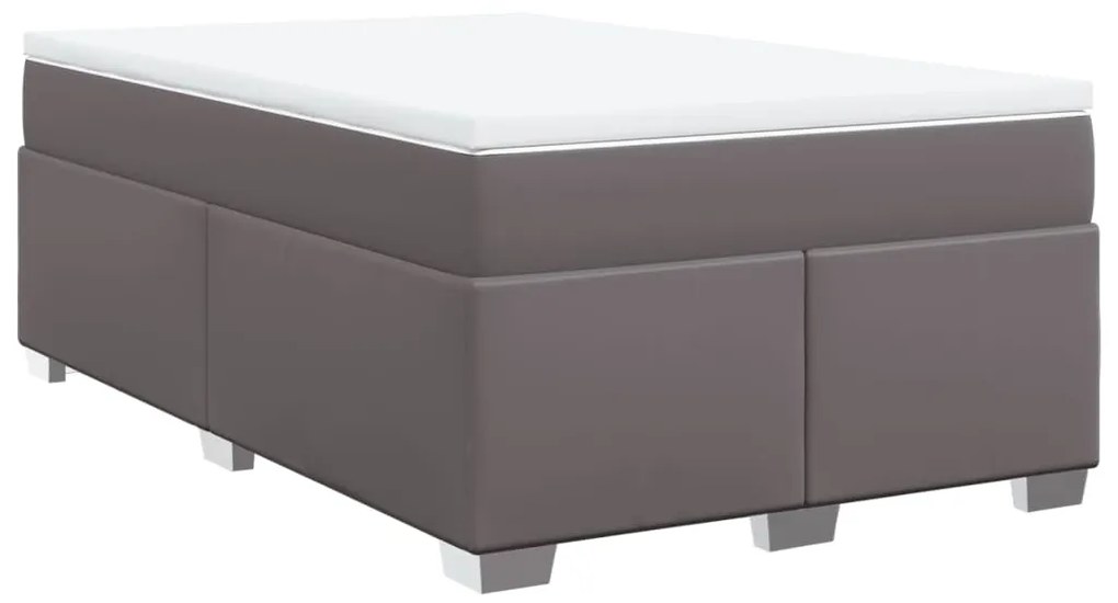 vidaXL Κρεβάτι Boxspring με Στρώμα Γκρι 120x190εκ. από Συνθετικό Δέρμα