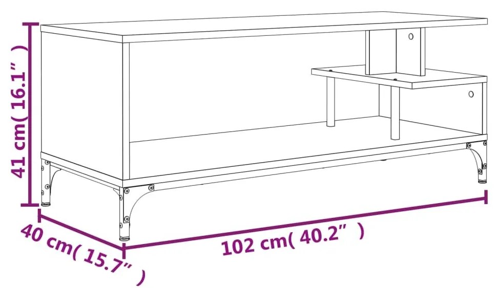 Έπιπλο TV Γκρι Sonoma 102x40x41εκ Επ Ξύλο/Ατσάλι Ηλ Βαφή Πούδρα - Γκρι