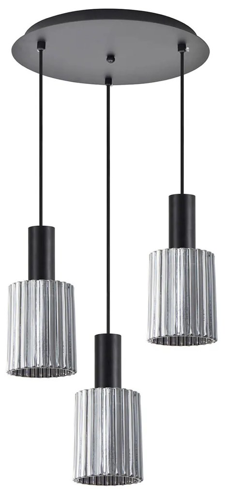Φωτιστικό Οροφής Τρίφωτο Homelighting 77-8487 Black/Smoked