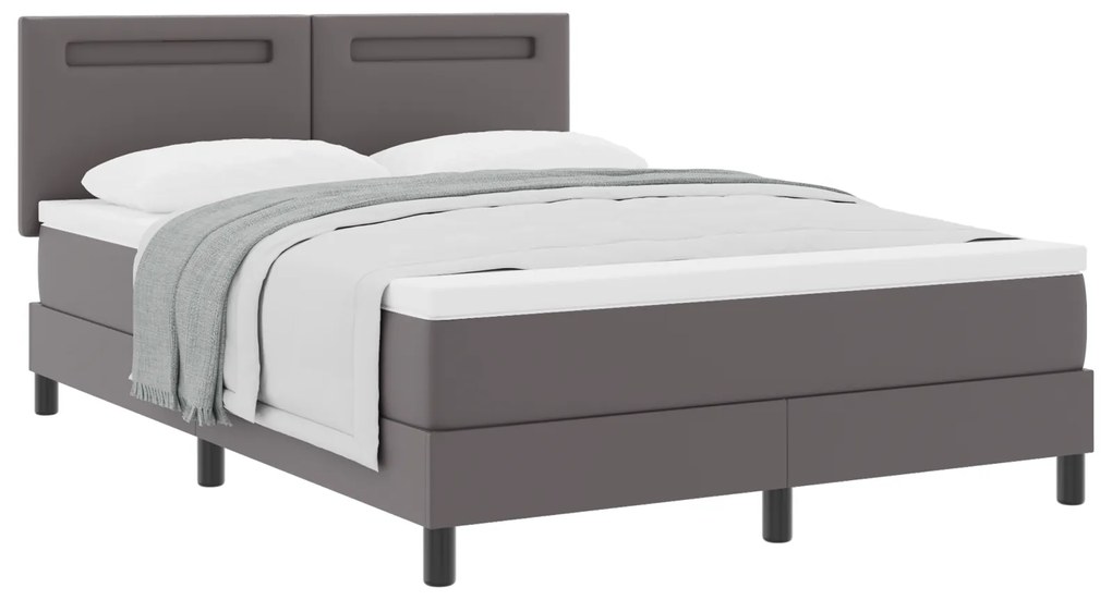 vidaXL Kρεβάτι με ελατήρια και στρώμα σε γκρι, 160x200 εκ, ψεύτικο δέρμα