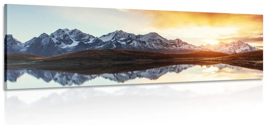 Εικόνα υπέροχο ηλιοβασίλεμα στα βουνά - 150x50