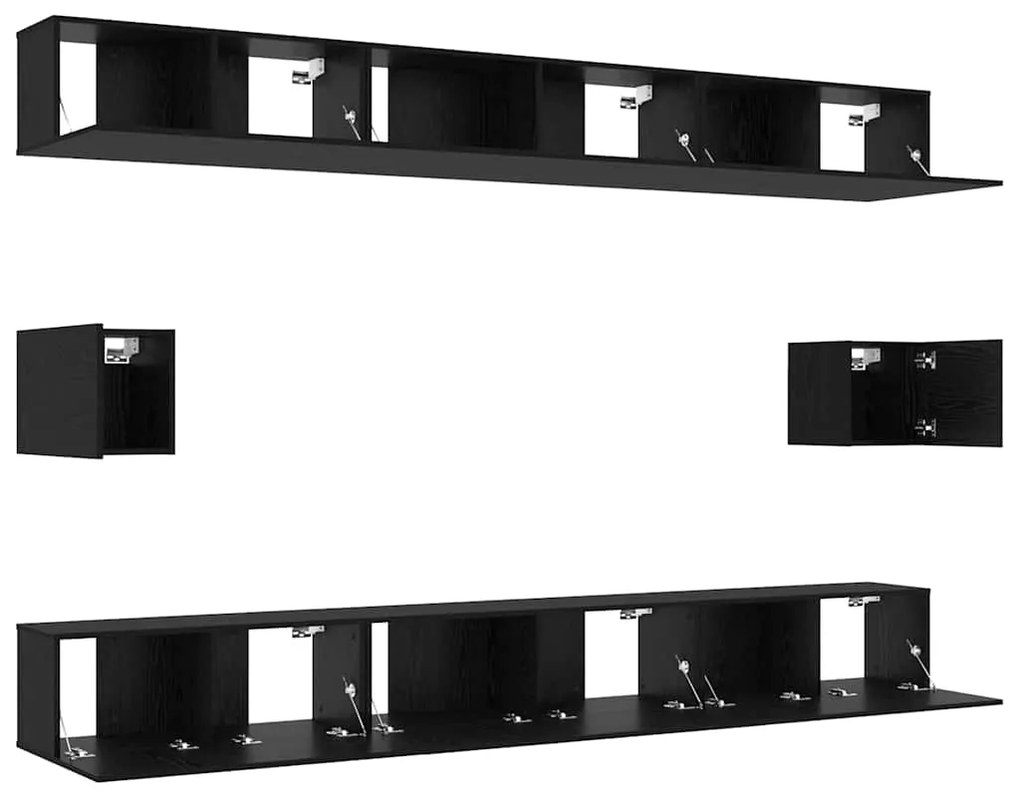 vidaXL Σετ επίπλου τηλεόρασης 8 pcs Μαύρη δρυς 100 x 30 x 30 cm