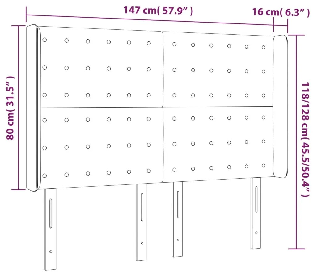 vidaXL Κεφαλάρι Κρεβατιού LED Taupe 147x16x118/128 εκ. Υφασμάτινο