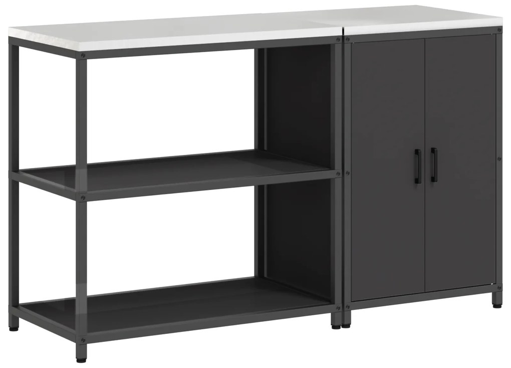 vidaXL Σετ Αποθήκευσης Κουζίνας με ράφι 2 pcs Μαύρο 150 x 50 x 92 εκ.