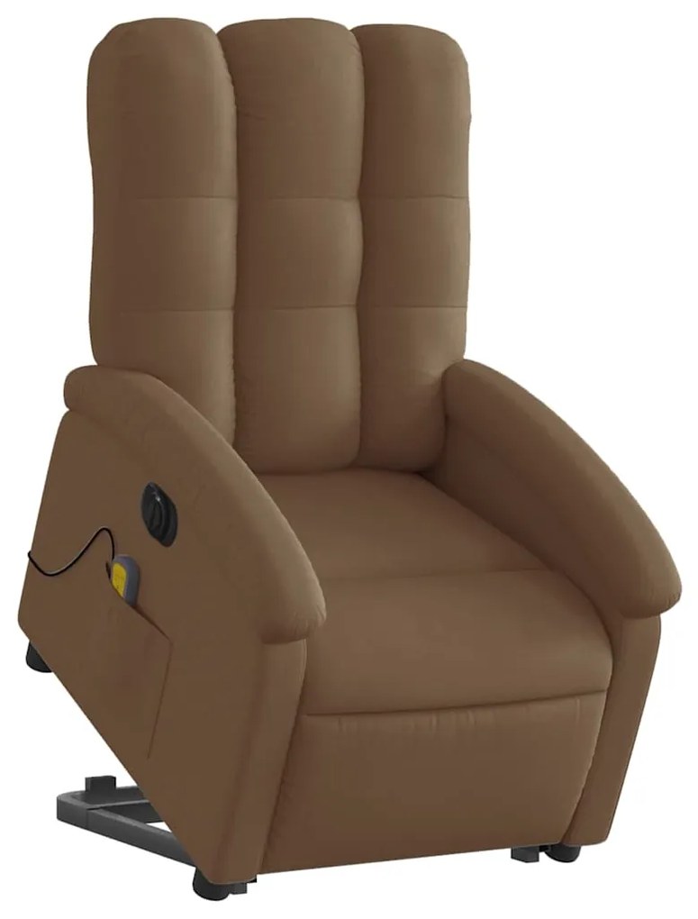 vidaXL Πολυθρόνα Μασάζ Ηλεκ. Ανακλινόμενη με Ανύψωση Καφέ Υφασμάτινη