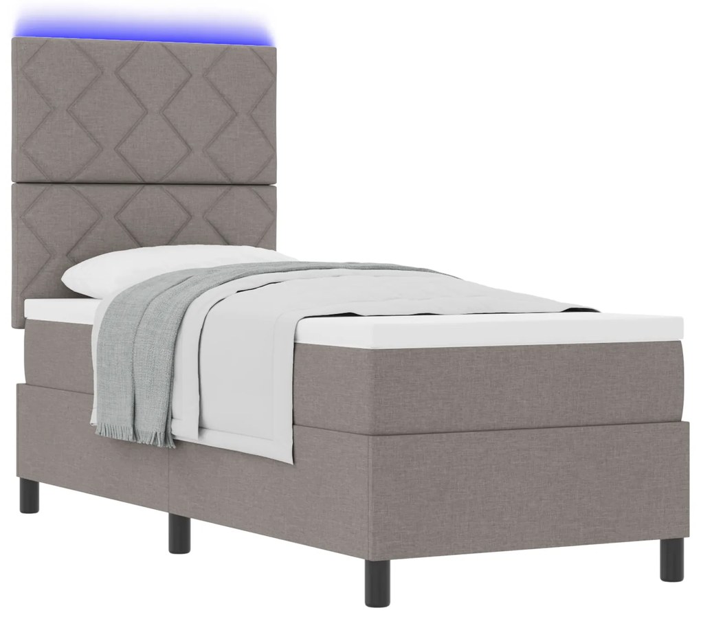vidaXL Κρεβάτι με ελατήρια και στρώμα & LED σε Ταούπε, 80 x 200 εκ., Υφασμάτινος
