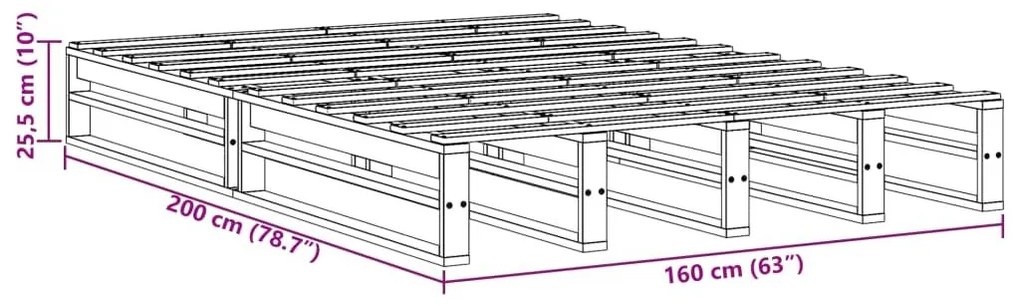 Σκελετός Κρεβ. Χωρίς Στρώμα Καφέ Κεριού 160x200 εκ Μασίφ Πεύκο - Καφέ