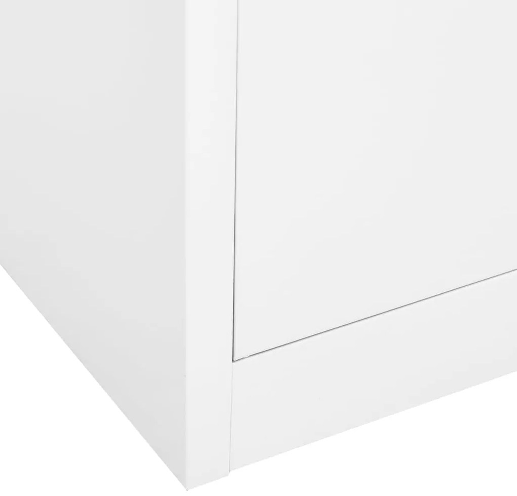 vidaXL Ντουλάπα Γραφείου Λευκή 90 x 40 x 180 εκ Ατσάλι / Ψημένο Γυαλί