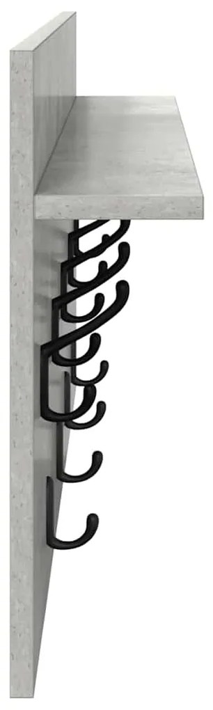 vidaXL Τοίχου Κρεμάστρα με ράφι Σκυρόδεμα Γκρι 80 x 40 x 12 cm