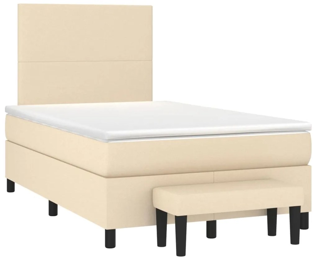 vidaXL Κρεβάτι Boxspring με Στρώμα Κρεμ 120x190 εκ. Υφασμάτινο