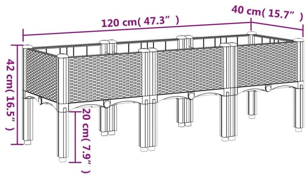 ΖΑΡΝΤΙΝΙΕΡΑ ΚΗΠΟΥ ΜΕ ΠΟΔΙΑ ΚΑΦΕ 120X40X42 ΕΚ. ΠΟΛΥΠΡΟΠΥΛΕΝΙΟ 367900