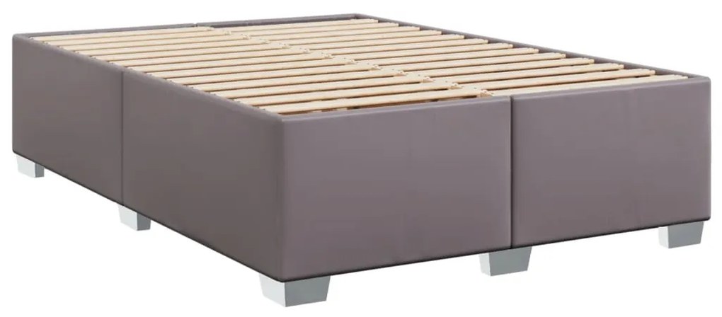 vidaXL Κρεβάτι Boxspring με Στρώμα Γκρι 140x190εκ. από Συνθετικό Δέρμα
