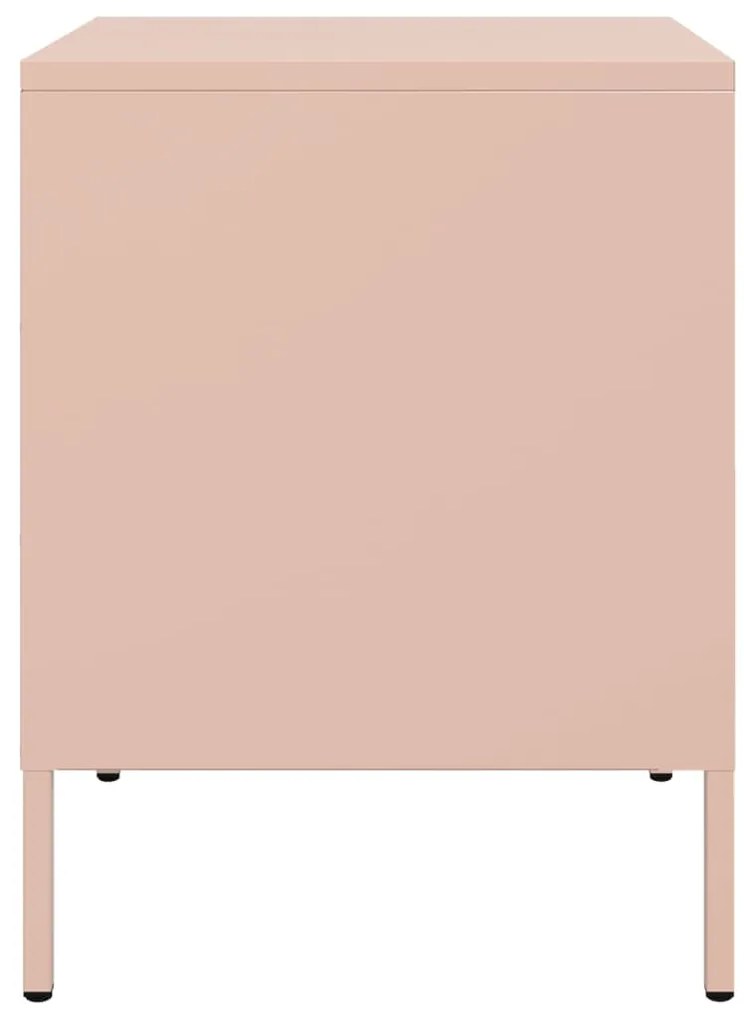 vidaXL Κομοδίνα 2 τεμ. Ροζ 36x39x50,5 εκ. από Χάλυβα