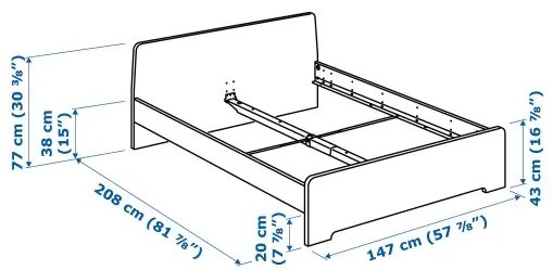 ASKVOLL σκελετός κρεβατιού, 140X200 cm 390.197.01